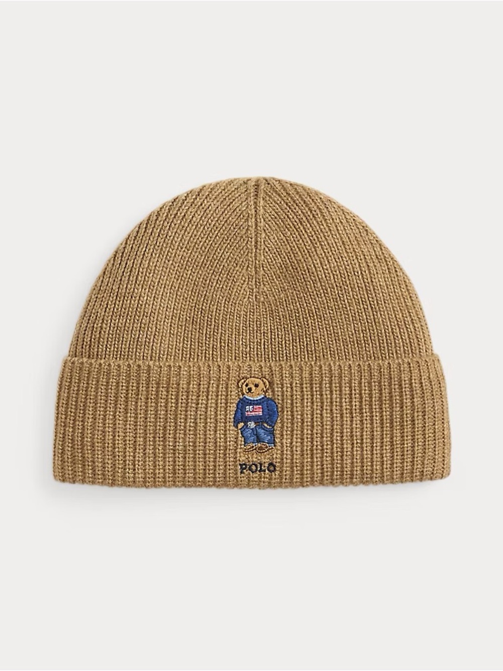 Ralph Lauren Polo Bear Flag Sweater Rib-Knit Beanie